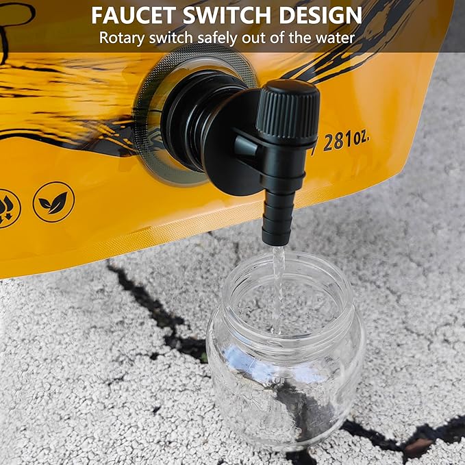 Collapsible 8L Water Storage Bag, BPA-Free Portable Folding Water Jug with Adjustable Faucet, Leakproof Emergency Water Bag for Camping, Hiking, Riding, Outdoor Sport (2, Blue & Orange)