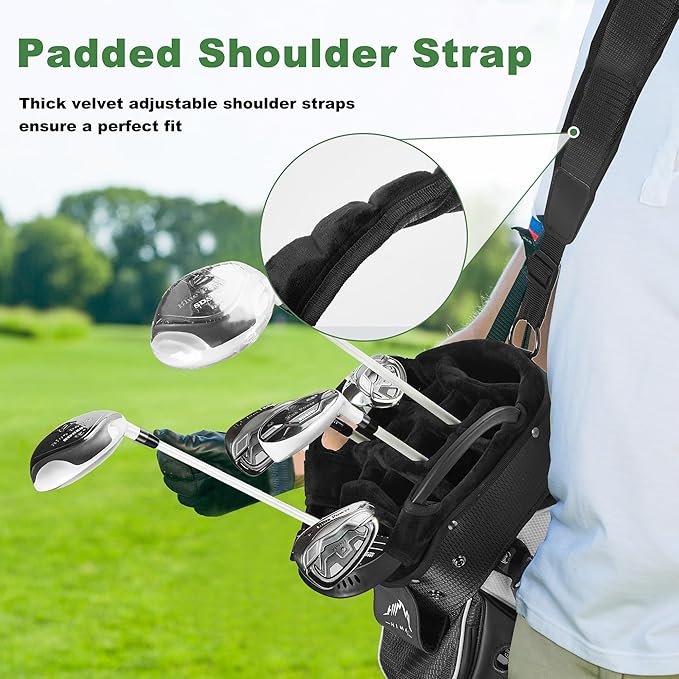 UNIHIMAL 14-Way Golf Cart Bag with Full Length Divider, Premium PU Leather Golf Bag with Plush Top, Magnetic Pocket and Rain Cover for Men