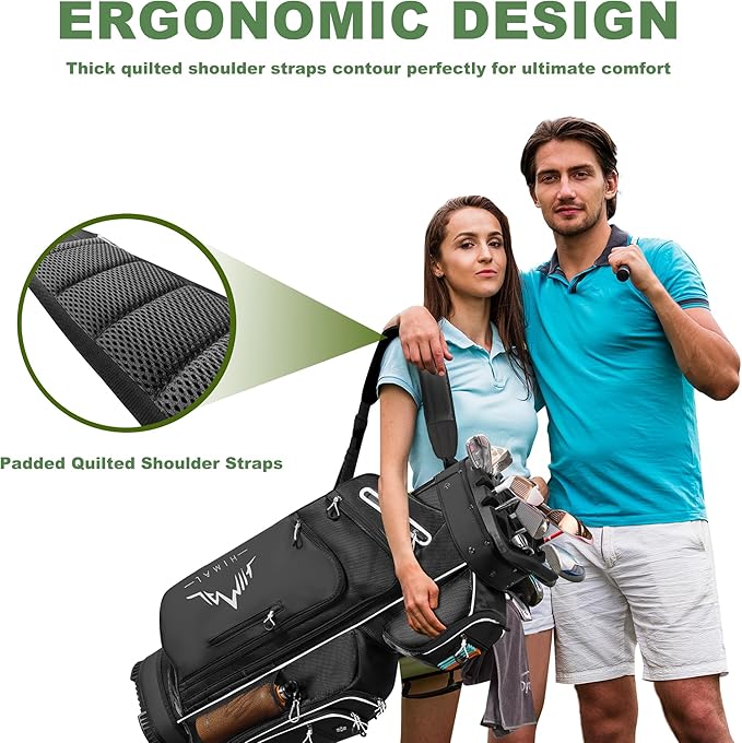 UNIHIMAL 14-Way Golf Cart Bag, Premium Full Length Golf Bag for Men with Magnetic Leather Pocket, Handles and Rain Cover