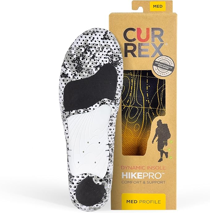CURREX HikePro Insoles for Hiking Boots & Shoes – Shock Absorbing Inserts to Help Reduce Fatigue and Increase Performance – Anti-Slip Heel Surface for Stability – for Men & Women – High Arch, 2X