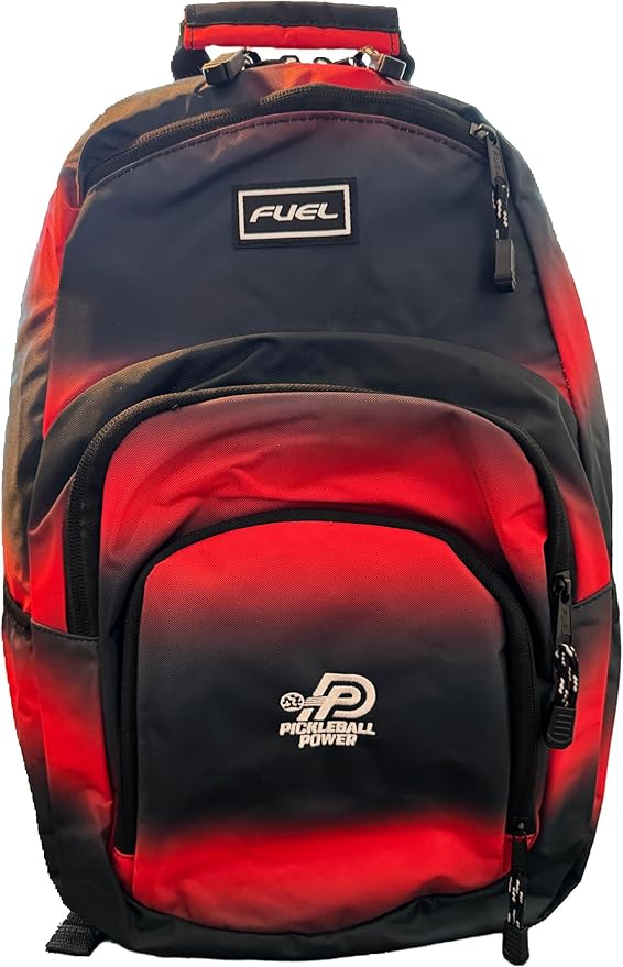 "Sport Tier" Backpack - Multi-Compartment Storage - Will hold multiple Pickleball paddles and sports gear - Red Ombre