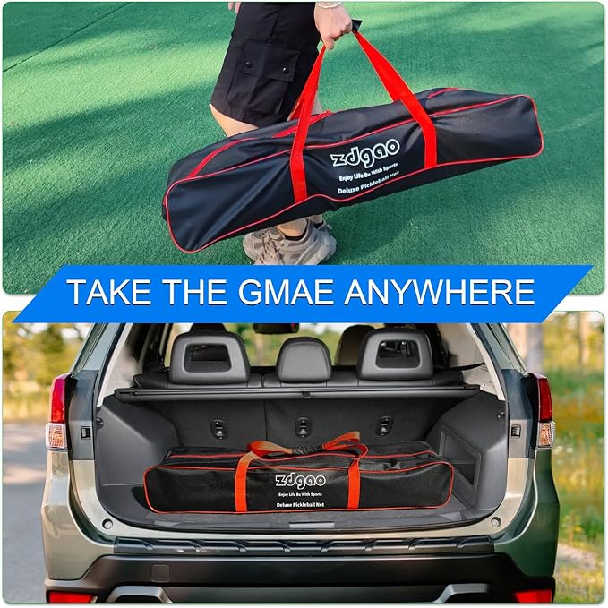 Zdgao Pickleball Net for Driveway with 22FT Regulation Size Pickleball Net, 4 Outdoor Pickleballs and Carry Bag, Weather Resistance Strong Steel Frame