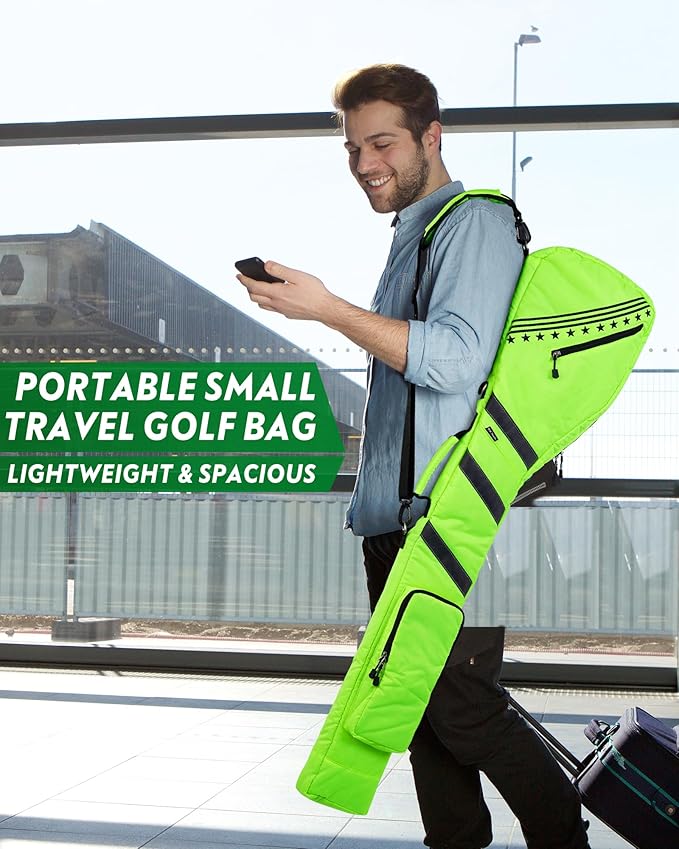 Big Teeth Golf Sunday Bag, Small Golf Bag Lightweight, Par 3 Golf Bag for A Few Clubs Driving Range, Practice with Carry Shoulder Strap Foldable Multi-Colour