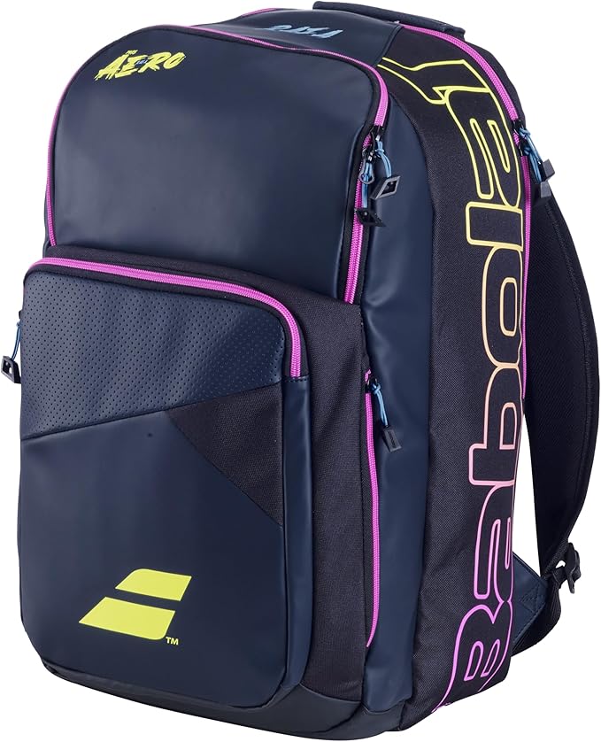 Babolat Pure Aero Rafa Tennis Backpack (Dark Navy/Yellow/Pink)