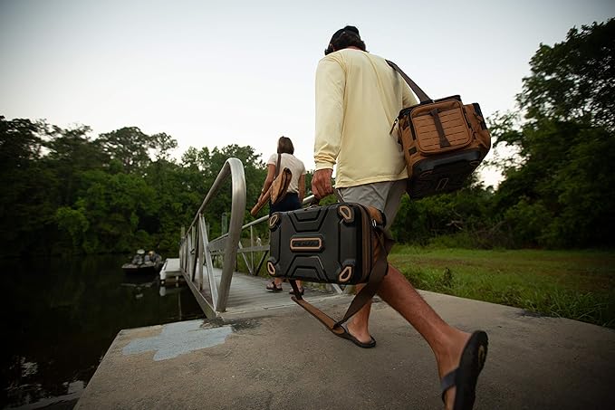 Plano Guide Series Tackle Bag | Premium Tackle Storage with No Slip Base and Included stows, Khaki with Brown and Black Trim