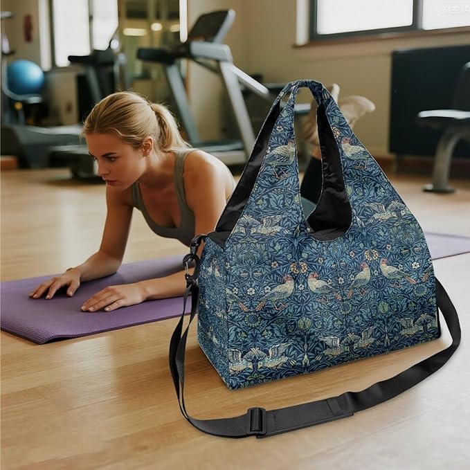 ZCFYGDX Yoga Gym Bag with Removable Adjustable Shoulder Strap, Shoe Compartment & Top Yoga Mat Holder 17.72x8.66x9.84in