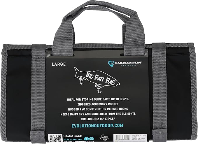 Evolution Fishing Big Bait Bag - 14 in., Roll-Up Lure Bag, Durable, Portable Storage for Large Baits & Gear