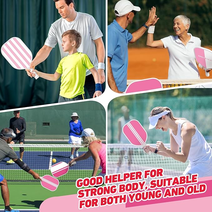 Pickleball Paddles Set of 4, USAPA Approved Pickleball Set of 4 with 4 Pickleball Balls & 1 Carry Bag Premium Wooden Cute Pickle Ball Paddles Grip Gifts for Women Youth Men
