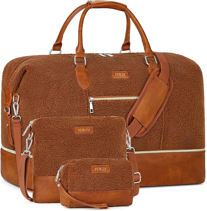 Weekender Bag for Women, Travel Duffel Bag Carry On Overnight Bag with Shoe Compartment Large Nylon Travel Weekend Tote Bag