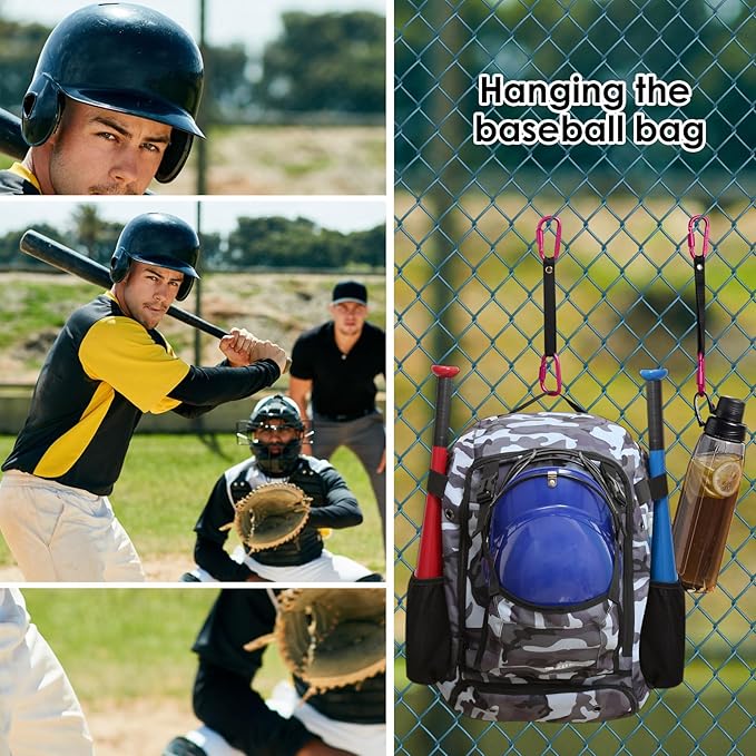 Bag Hook for Fence, Aluminum Alloy Carabiner Strap for Hanging Baseball Softball Pickleball Tennis Bags (Rose 2)