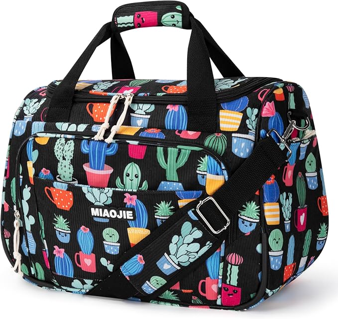 Underseat Carry On Luggage Lightweight Travel Tote Weekender Bag Overnight Duffle Bag for Travel, Travel Essentials Personal Item Travel Bag for Women, Corduroy Cactus-16Inch