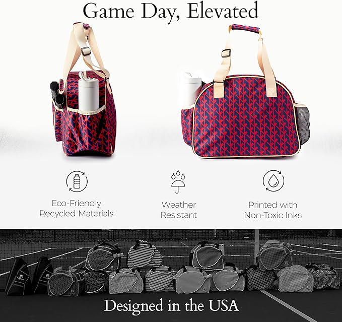 Pik’le’Ball Sport Premium Women's Pickleball Bag – Stylish and Versatile Sports Bag with Water Bottle Holder, Padded Paddle Pocket, and Spacious Design (fits 2+ Paddles!)