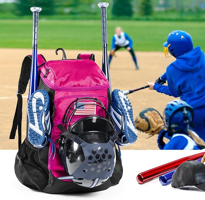 | Baseball Bag Softball Bat Bag, Double-layer Baseball Backpack Adult with Gear Klip To Hold Baseball Glove, Baseball Essential Gear, Youth Baseball Bag for Boys, Girls, Baseball Accessories