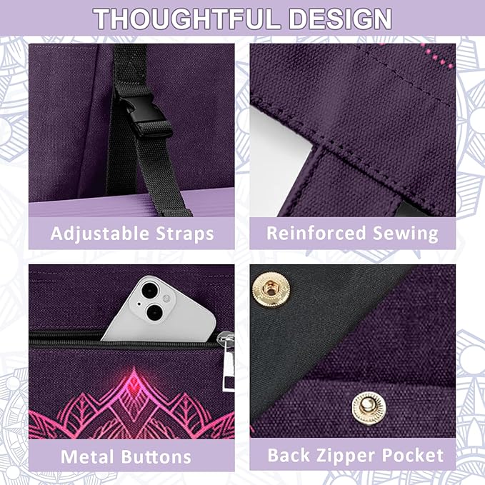 Adalore Women's Yoga Bag with Yoga Mat Carrier - Large Mat Pocket Fitness Tote for Pilates, Gym, Travel, Office & Beach