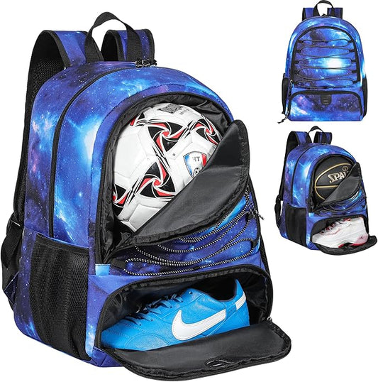Basketball Bag Backpack for Men Women with Ball & Shoes Compartment 30L Capacity Lightweight Breathable Boys Girls Soccer Ball Bag Backpack Fit Volleyball Football Sports Travel School Gym