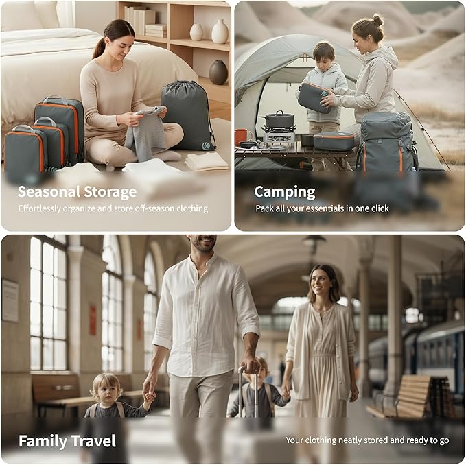 Cipway Compression Packing Cubes Set, Ultralight Expandable Travel Packing Organizers for Carry on Luggage (Grey 6pcs)