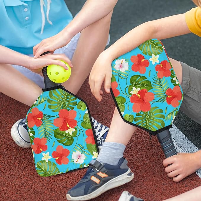 2PCS Pickleball Paddle Covers Case - Elongated Protective Paddle Case for Rackets Zipper Racket Sleeve with Mesh Pocket Protective Bag,Pickleball Accessories