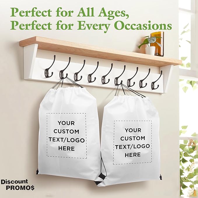 DISCOUNT PROMOS Custom Non-Woven Drawstring Backpacks Set of 10/50/100, Personalized Bulk Pack