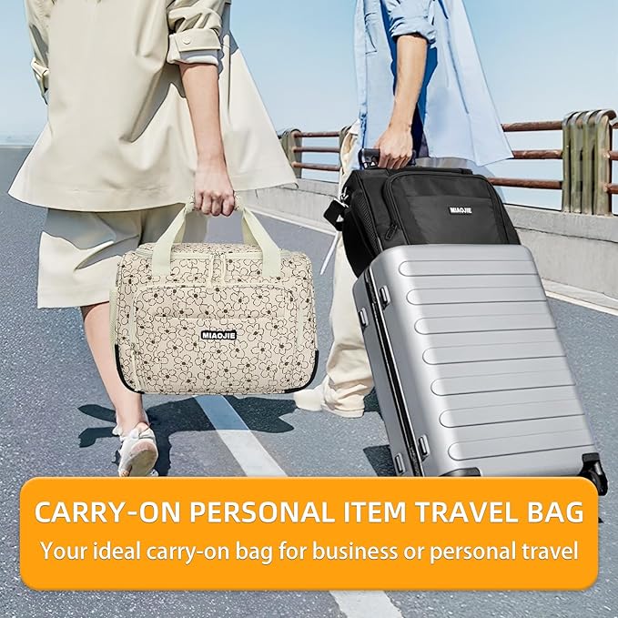 Underseat Carry On Luggage Lightweight Travel Tote Weekender Bag Overnight Duffle Bag for Travel, Travel Essentials Personal Item Travel Bag for Women, Corduroy Small Flower-16Inch