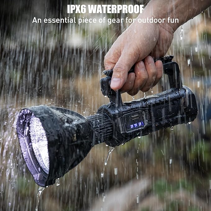 ALSTU Rechargeable Spotlight, 99,000 Lumens Super Bright Handheld Led Flashlight, Outdoor Spot Light for Boating Camping