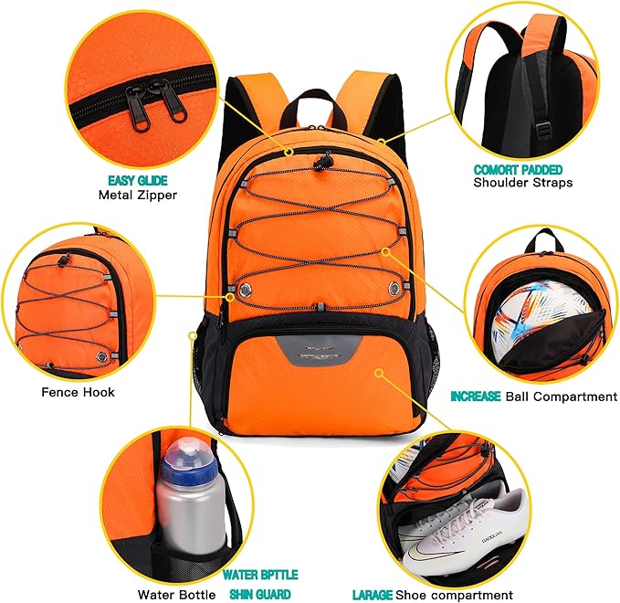 Youth Soccer Bag-Soccer Backpack&Backpack for Football Basketball,with Ball Compartment Separate Cleat Package