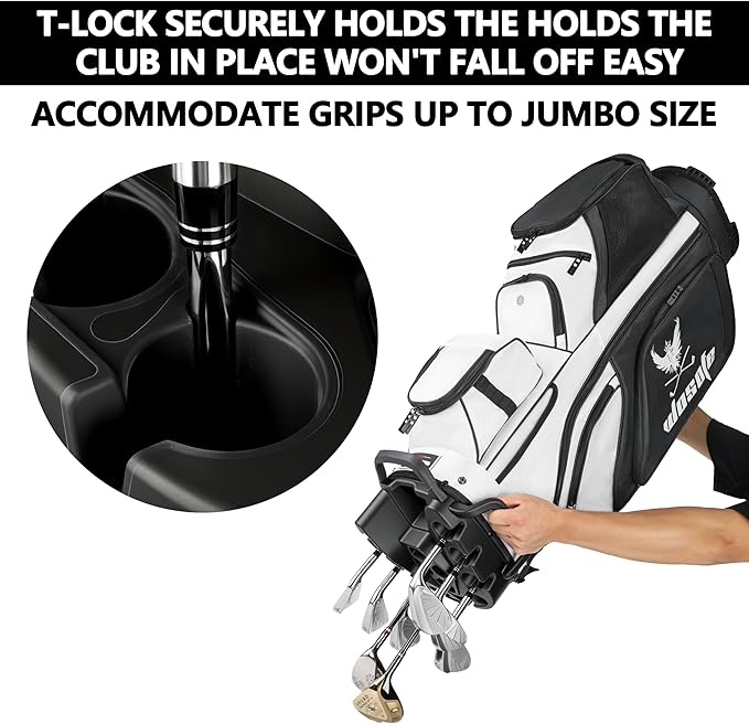 14 Way Full-Length Divider Top Men Golf Cart Bag, Fixed Slots Clubs Organized Premium Oxford Cloth Women 13 Pockets Black Blue Green Golf Bag with 3 Handles Cooler Rain Cover