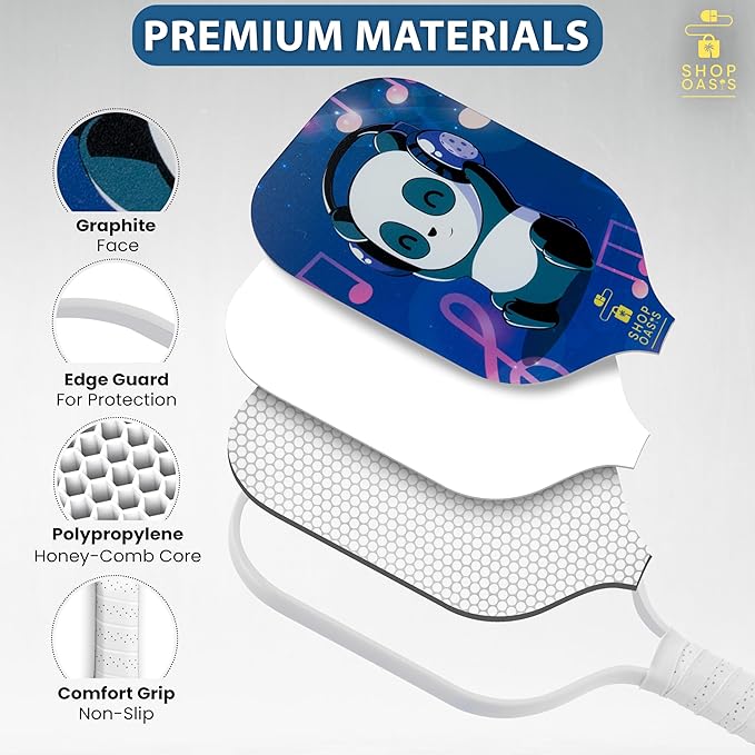 Kids Pickleball Paddles (Set of 2), Child Size Paddles, Lightweight Honeycomb Core, Fiberglass Strike Face, 2 Youth Rackets with 4 Balls and Premium Zipper Bag