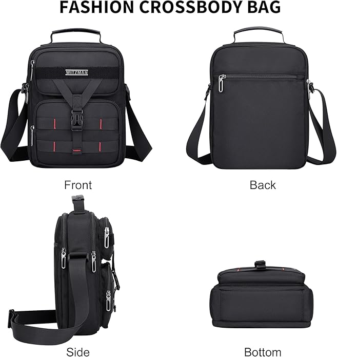 WITZMAN Crossbody Bag for Men Travel Small Shoulder Bags Lightweight Man Purse Messenger Bag for Casual Daliy Work Traveling