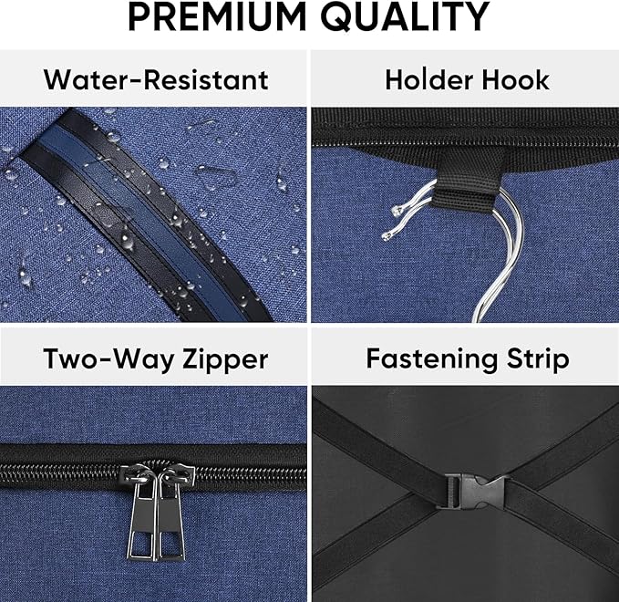 BALEINE Travel Garment Bag, Travel Suit Bag for Men, 42'' Waterproof Carry on Garment Bag for Hanging Clothes, Garment Duffel Bag for Travel Business (Blue)