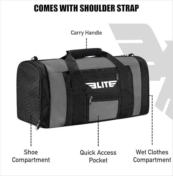 Elite Sports Boxing Gym Duffle Bag for MMA, BJJ, Jiu Jitsu gear,Duffel Athletic Gym Boxing Bag