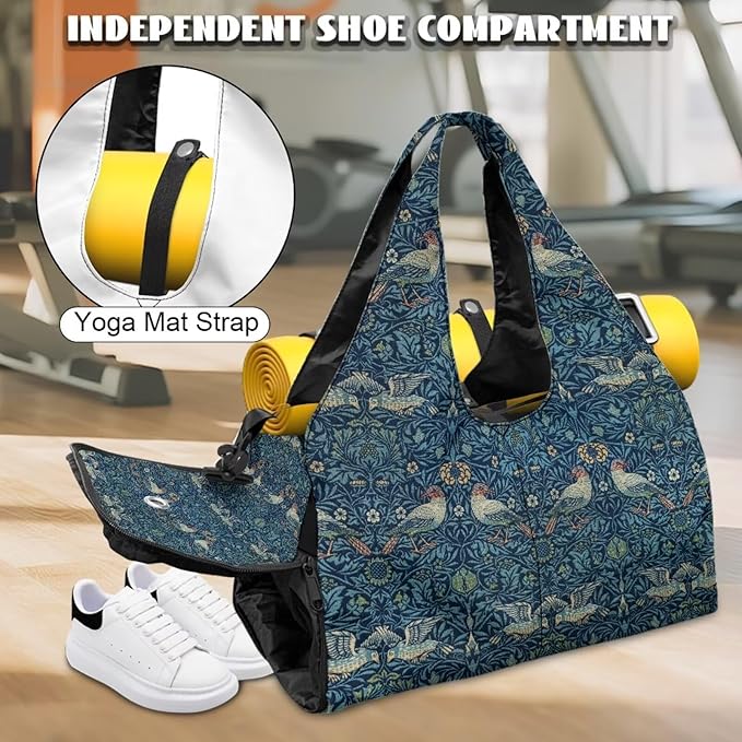 ZCFYGDX Yoga Gym Bag with Removable Adjustable Shoulder Strap, Shoe Compartment & Top Yoga Mat Holder 17.72x8.66x9.84in