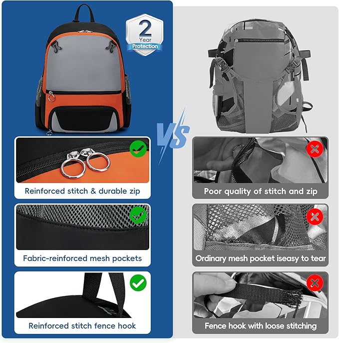 2025 Youth Baseball & Softball Bag | Ultra-Light Tball Backpack with Shoe Compartment & Helmet Holder | Skin-Soft Fabric