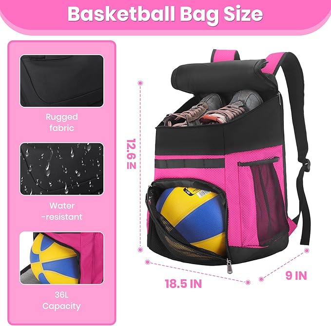 Basketball Backpack Large Sports Bag for Men&Youth,Gym Bag with Separate Ball & Shoes Compartment,Travel Bag for Basketball,Soccer,Volleyball
