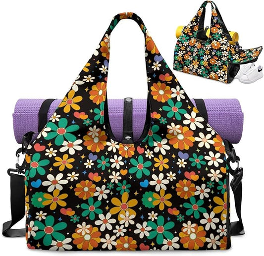 ZCFYGDX Yoga Gym Bag with Removable Adjustable Shoulder Strap, Shoe Compartment & Top Yoga Mat Holder 17.72x8.66x9.84in