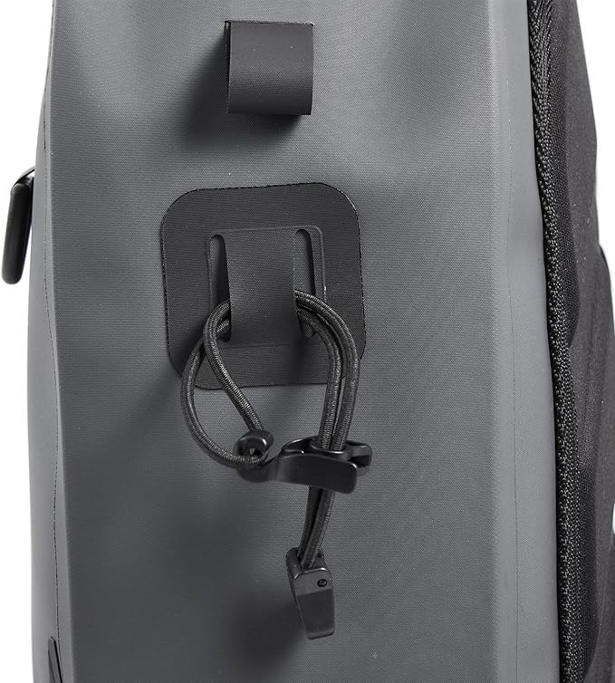 Xelfly Waterproof Fishing Sling Backpack Bag with Rod Holder, Gear Loops - Submersible Zipper, Rugged Top Handle, Adjustable Attachments (Gray)