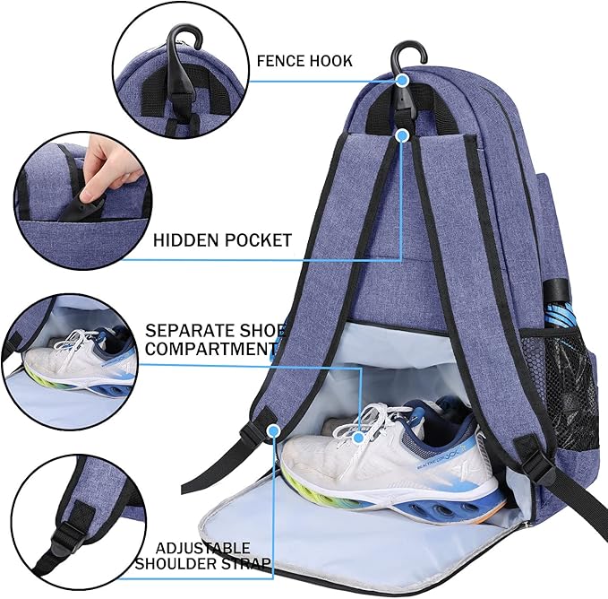 ACOSEN Tennis Bag Tennis Backpack - Large Tennis Bags for Women and Men to Hold Tennis Racket,Pickleball Paddles, Badminton Racquet, Squash Racquet,Balls and Other Accessories