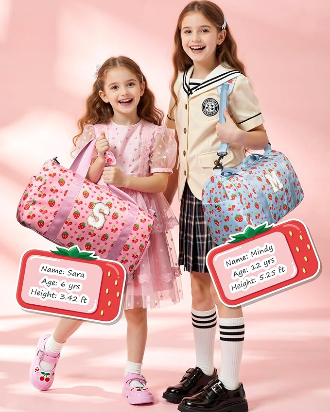 Birthday Gifts for 6-12 Year Old Girls, Custom Duffle Bag for Kids, Preppy Stuff for Daughter Granddaughter Niece, Overnight Weekender Bag with Shoe Compartment, Weekend Trip Essentials