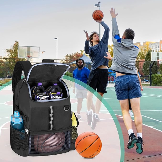 Basketball Bag, Soccer Equipment Bag with Ball & Shoe Compartment for Soccer Ball, Volleyball, Gym, Outdoor, Travel