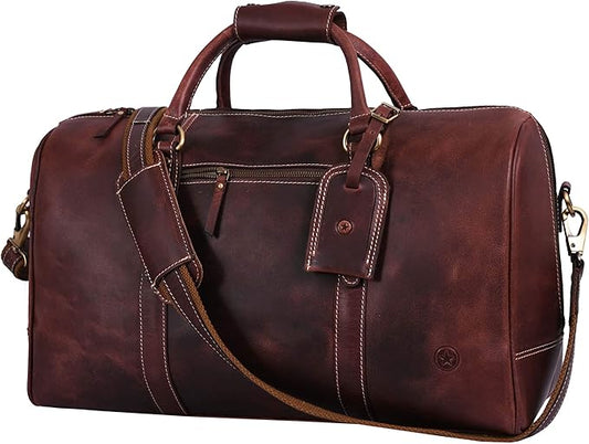 Leather Duffel Bag for Men & Women Travel, Weekend, Overnight, Gym Bag