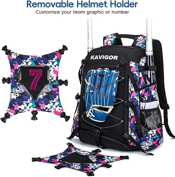 Baseball Bag for Youth and Adult, Softball Backpack 50L Large Capacity, Equipment Backpack with Laptop Compartment and Charge Port