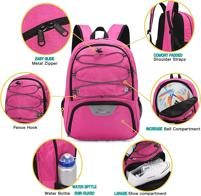 Youth Soccer Bag-Soccer Backpack&Backpack for Football Basketball,with Ball Compartment Separate Cleat Package