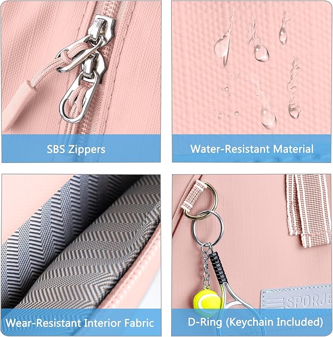 Tennis Backpack with 2 Rackets Holder, Water-Resistant PU Leather Tennis Racket Bag for Women & Men, Sling Crossbody Sports Backpack for Tennis, Pickleball & Badminton, Tennis Gifts