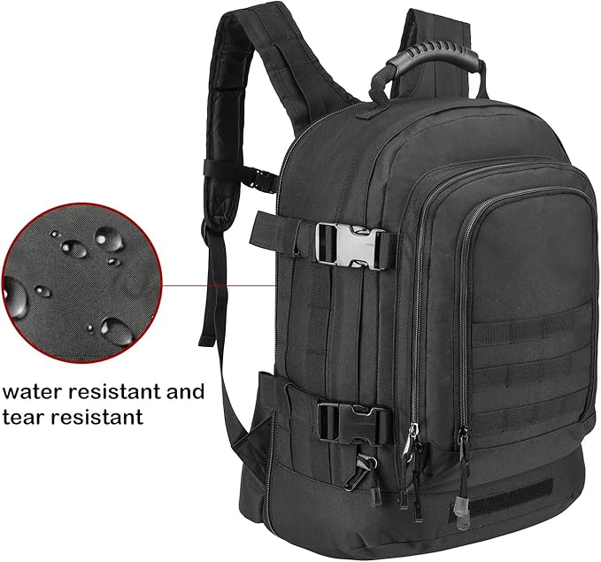 ZSearARMY Tactical Backpacks Assault Pack 3 Day Bag Expandable Backpack Out Bag Classic Case Travel Hiking (Black, with Belt)