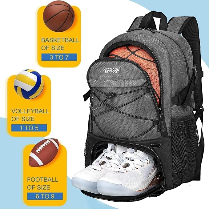 Basketball Backpack with Ball Compartment – Large Basketball Bag with Shoes compartment Sports Equipment Bag for Soccer Ball,Volleyball,Gym,Outdoor,Travel