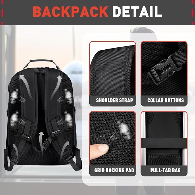 Z-MGKISS Large Travel Backpack, 18.4 Inch Laptop backpack for men, Business Work Bag with USB Charging Port, Water Resistant, Extra large Backpacks, TSA Flight Approved, Grey