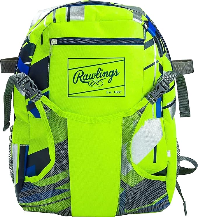 Rawlings | REMIX Backpack Equipment Bag | T-Ball & Youth Baseball / Softball | Green