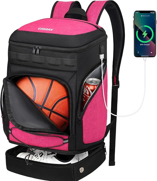 Basketball Backpack Bag Large Sports Bag with Separate Ball holder & Shoes compartment, Best for Basketball, Soccer,Volleyball,Gym