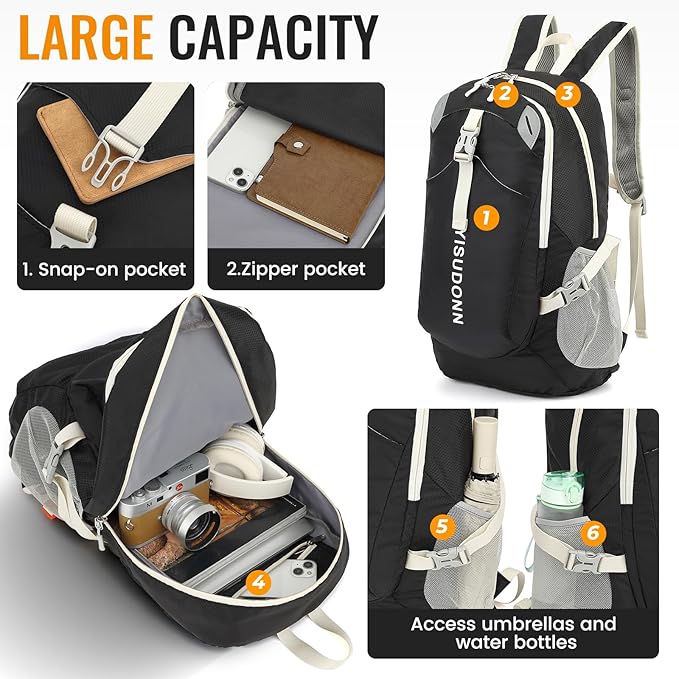 YISUDONN Hiking Backpack, 30L Lightweight Camping Water Resistant Large Hiking Bag Outdoor Travel Daypack for Men Wome