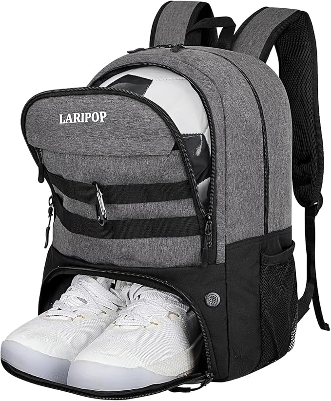 LARIPOP Soccer Backpack,Soccer Bag with Ball Holder and Shoe Compartment,Sports Equipment Training Bags Fits Basketball
