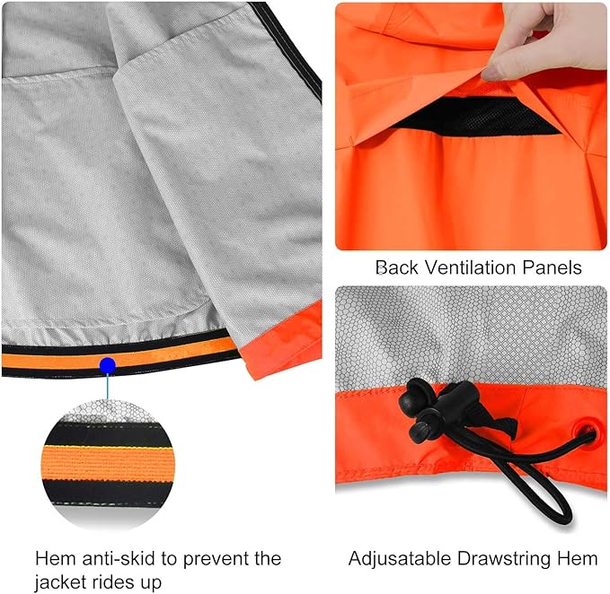 baleaf Men's Rain Jacket Waterproof Windbreaker Raincoat Running Cycling Hiking Gear Hood Lightweight Reflective Packable